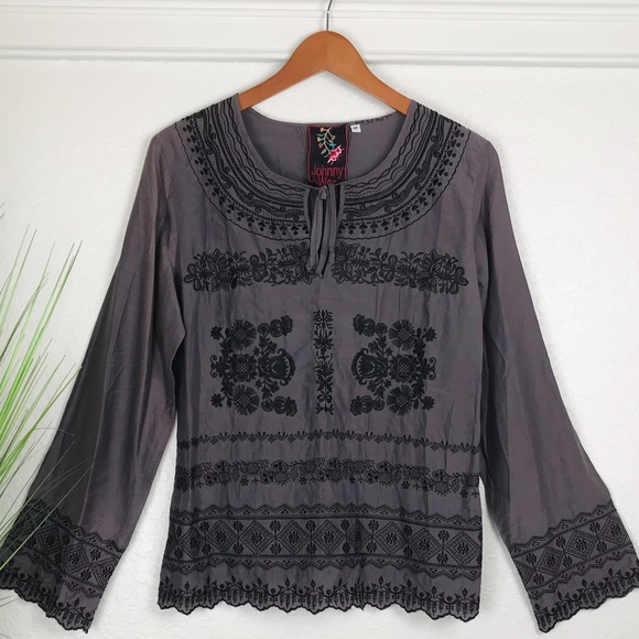 Johnny Was Tops - JOHNNY WAS PURPLE BOHO TOP